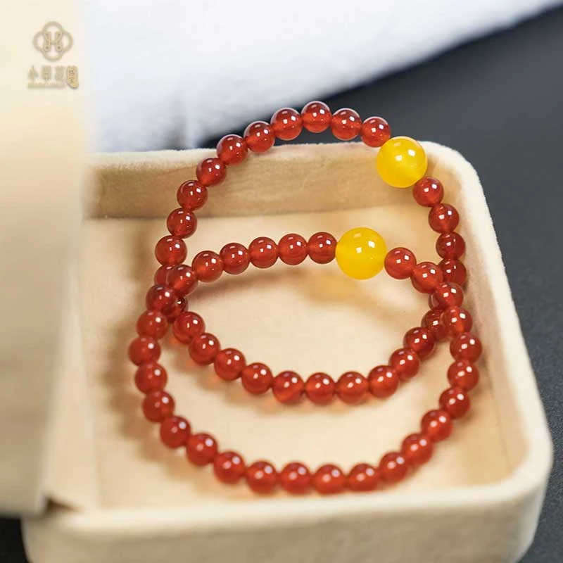【李佳臻选】红玉髓手链6mm蜜蜡转运珠时尚手串简约百搭多样性发1件