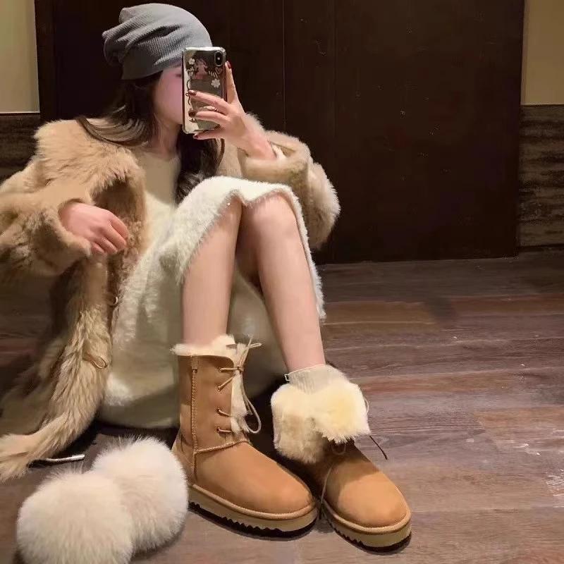 【女神款雪地靴】羊皮毛加绒两穿女神靴秋冬百搭雪地靴保暖防滑时尚