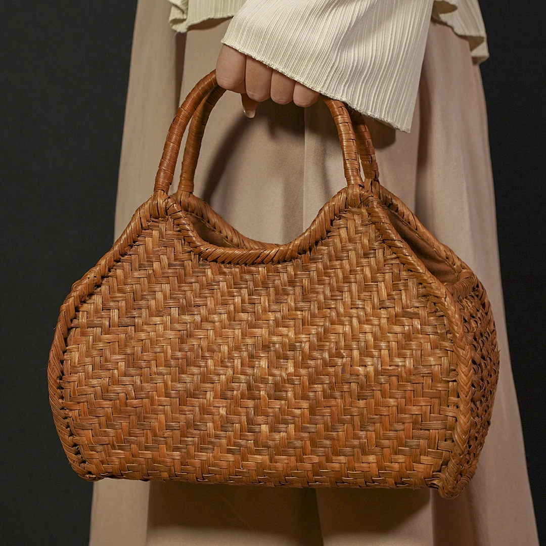 【藤职人非遗藤包】野生葡萄藤包·纯手工编织包·平网六角混编小猫包