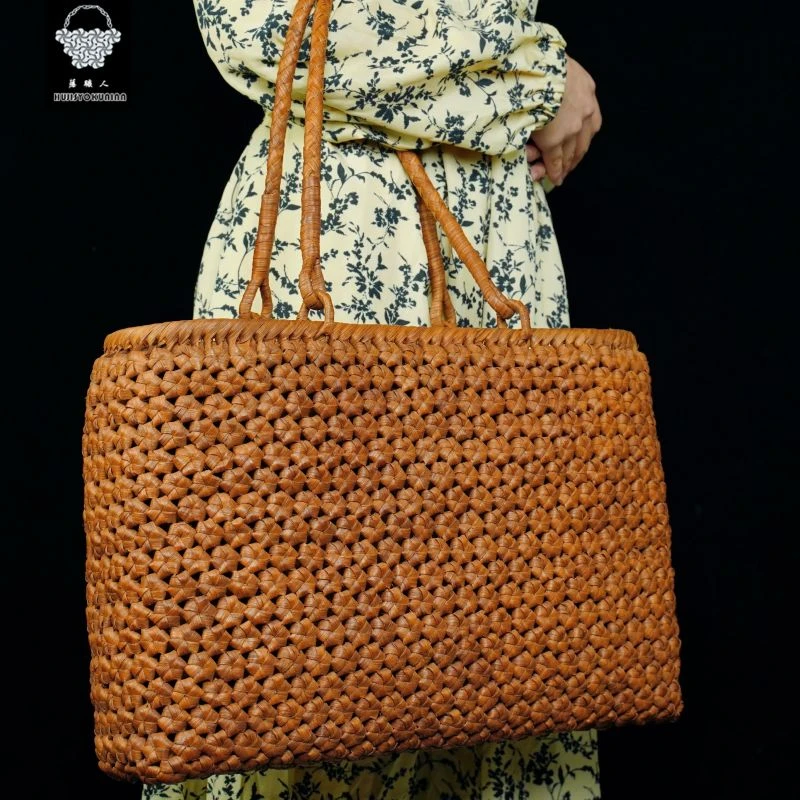 【藤职人非遗藤包】野生葡萄藤包·纯手工编织包·7厘六角花大手提包