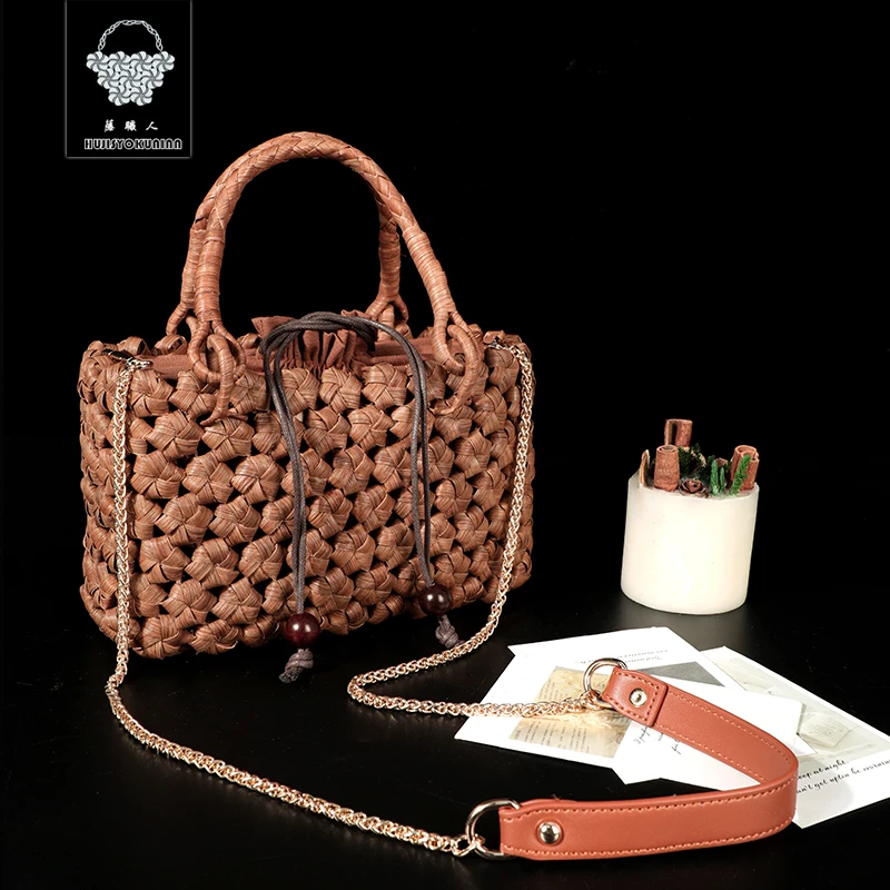 【藤职人非遗藤包】野生葡萄藤包·纯手工编织包·9厘六角花无封边