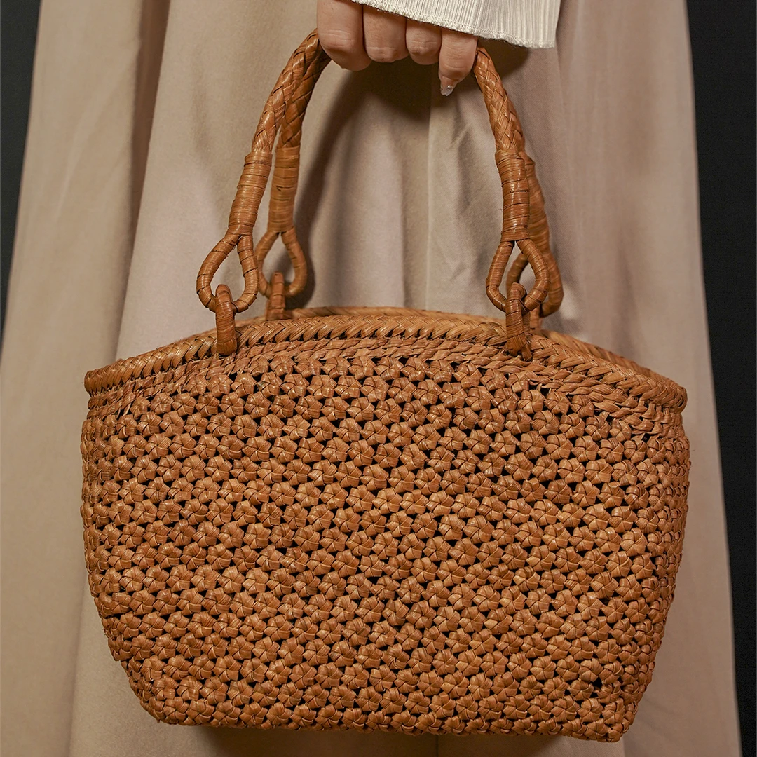 HUZISYOKUNINN/藤职人葡萄藤纯手工编织包非遗3厘六角花手提包