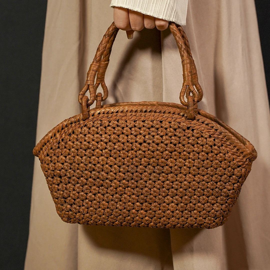 【藤职人非遗藤包】3厘野生葡萄藤包·纯手工编织包·3厘六角花小船包