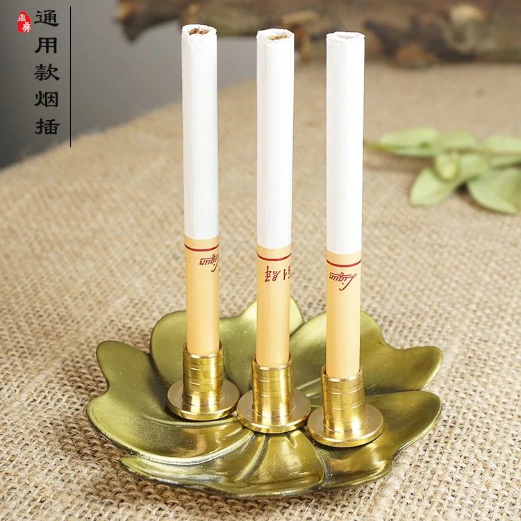 通用黄铜插烟器仙家用品家用烟插供奉插烟座三孔铜细烟插烟一体