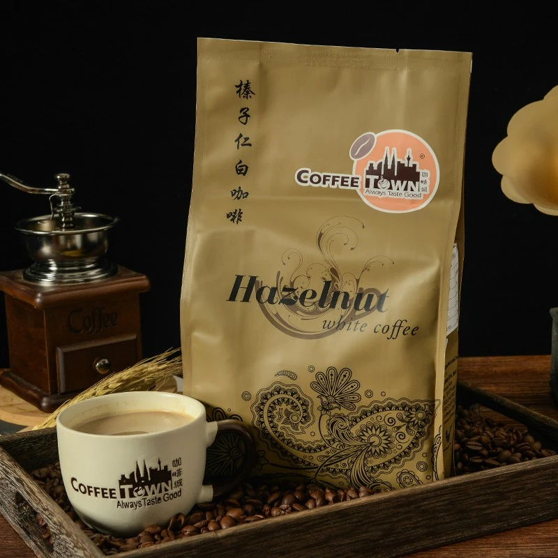 马来西亚原装进口咖啡城榛果味白咖啡榛子仁速溶咖啡粉袋装525g