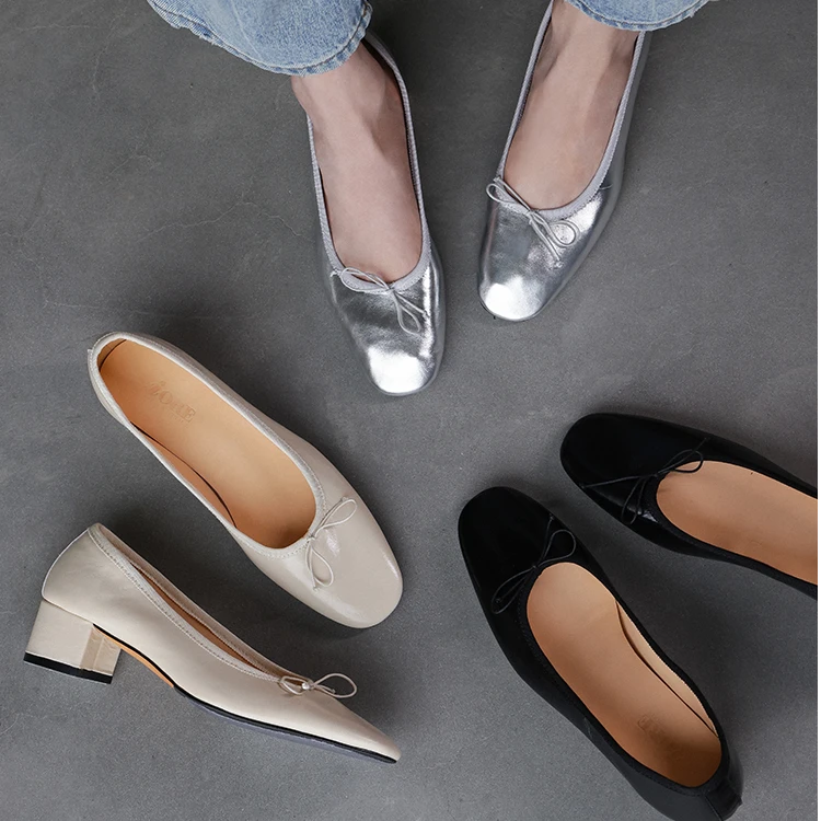 IORE理想矿石设计师原创经典舒适柔软兮兮中跟蝴蝶结芭蕾舞单鞋