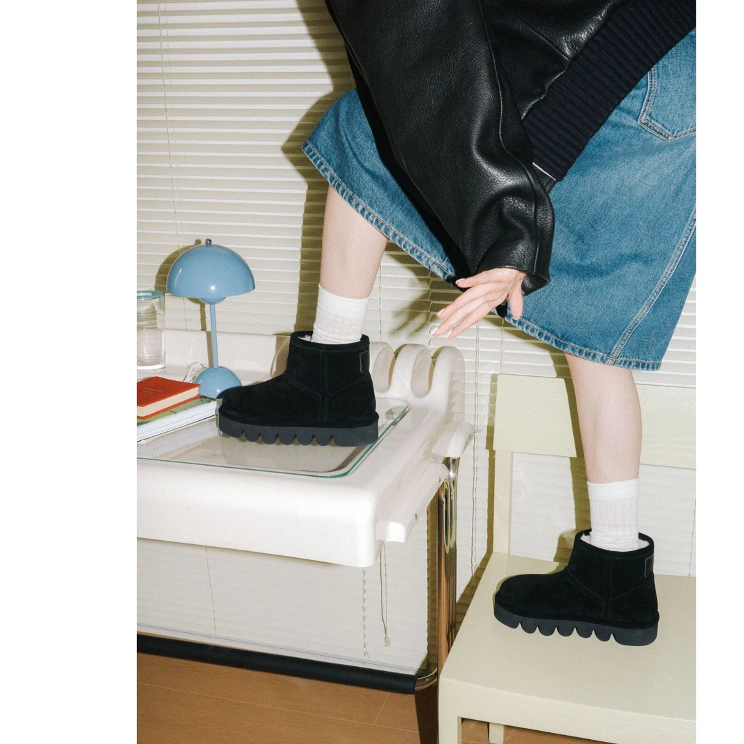 IORE理想矿石设计师原创 羊齿轮底厚底保暖雪地靴