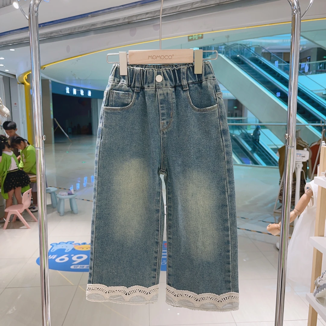 MOMOCO秋季女童花边阔腿牛仔裤75730350006