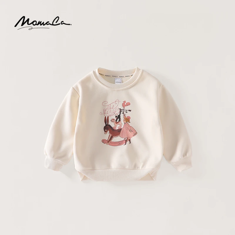 MOMOCO冬季新款女童加绒百搭可爱甜美印花卫衣75830232010