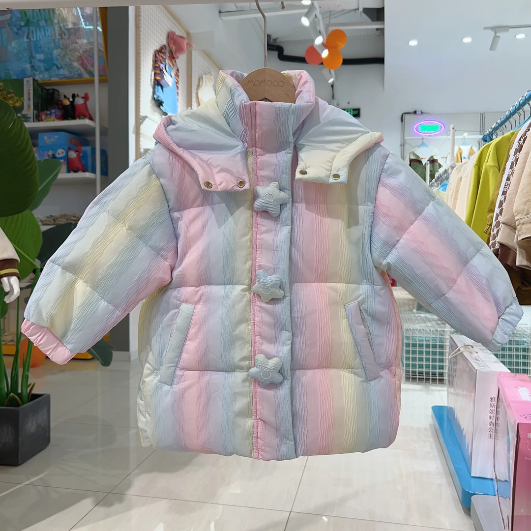 MOMOCO女童冬季时尚小花韩版羽绒服75830102022