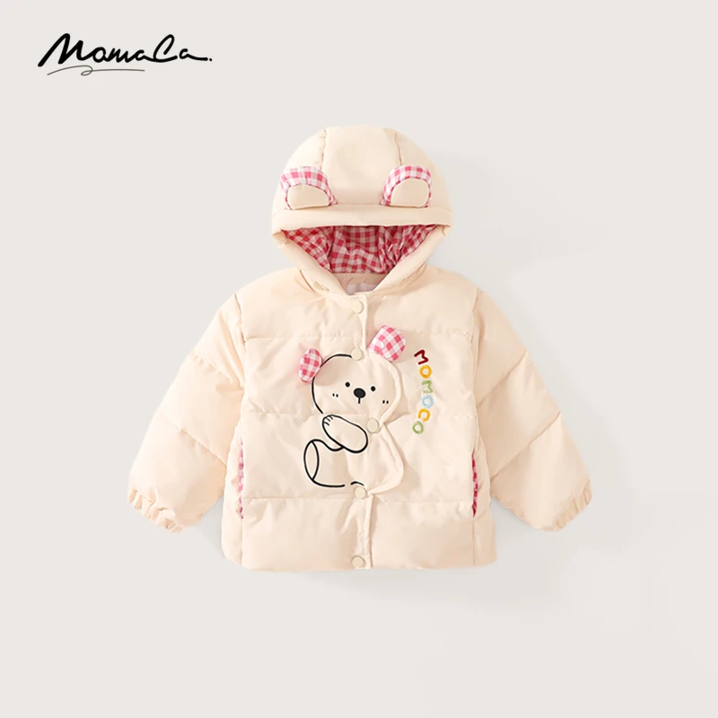 MOMOCO冬季新款女童甜美格子可爱小熊加棉外套75830101087