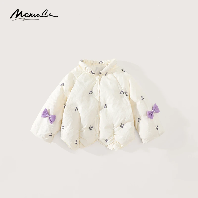 MOMOCO冬季新款女童时尚韩版休闲可爱蝴蝶结羽绒服75830103002