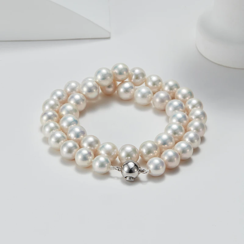 天然淡水珍珠项链10.0-11.0mm强光白圆形时尚百搭大颗珍珠项链