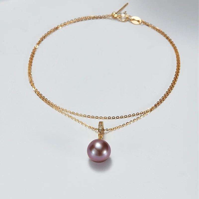 ECI天然淡水珍珠吊坠10-11mm 彩色爱迪生紫色项链女送礼万能扣