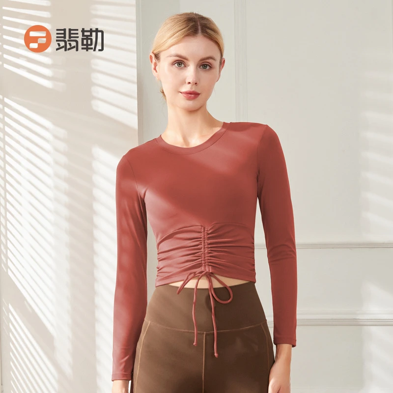 Fieder/翡勒FL-SCS723瑜伽抽绳长袖气质出众抽绳下摆修身显瘦