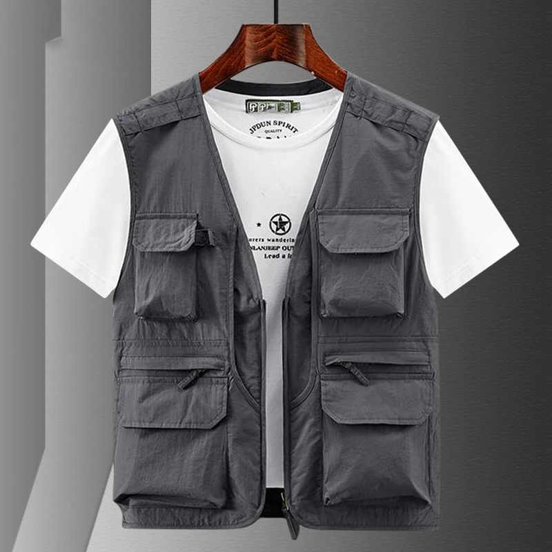 夏季新款户外休闲马甲男多口袋摄影坎肩背心女工装大码定制马夹潮