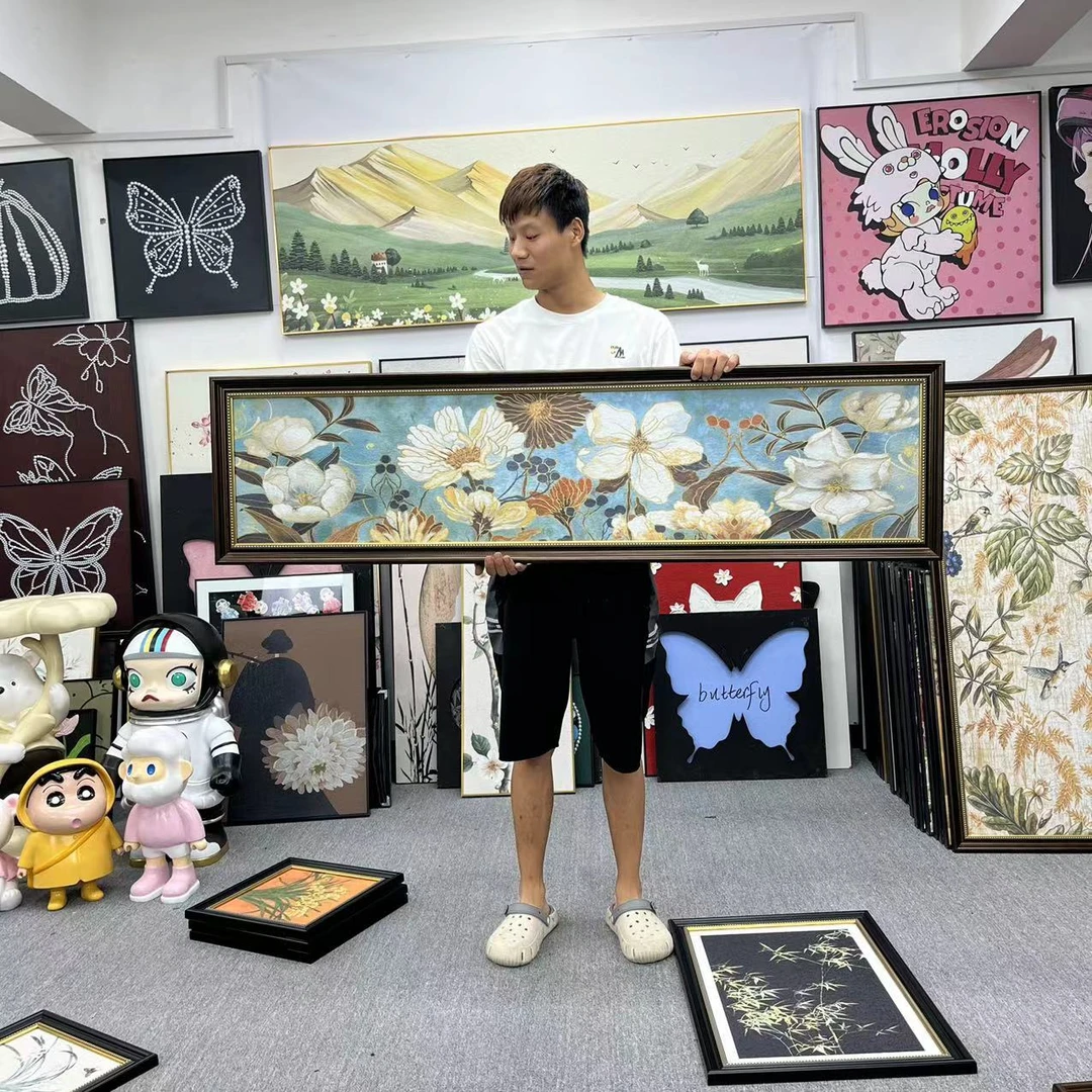 美式复古怀旧艺术高级感餐厅挂画客厅卧室床头挂画黑白花卉40150