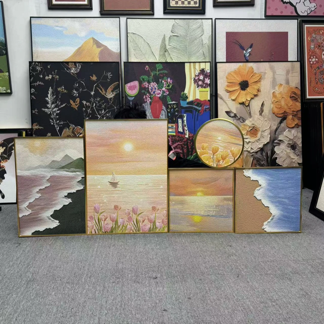 奶油风客厅装饰画现代简约沙发背景墙挂画治愈系高级感组合500