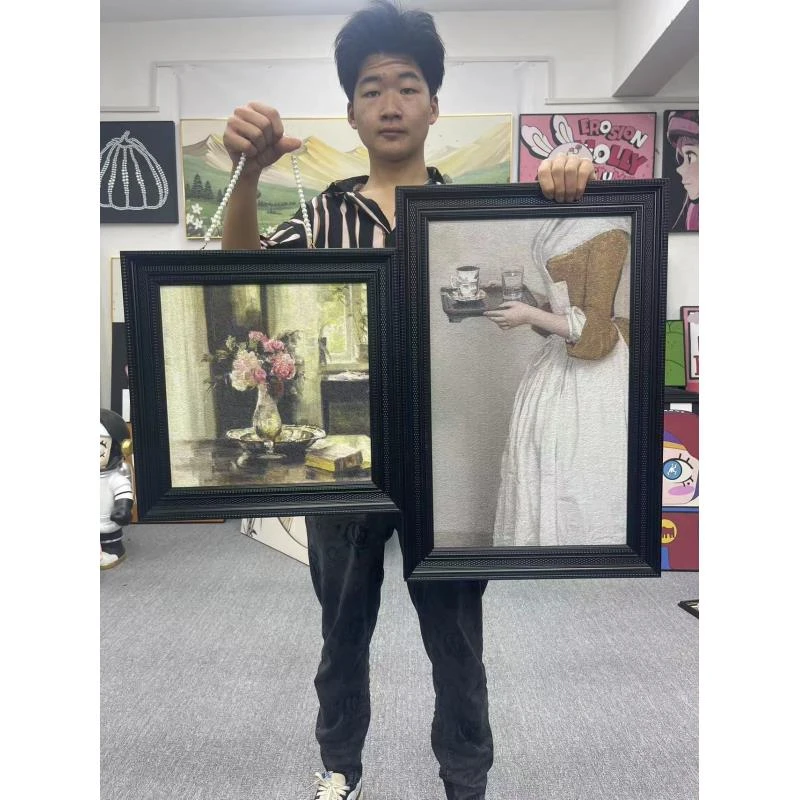 法式美式复古风装饰画餐边柜客厅沙发背景挂画中古风玄关摆件360