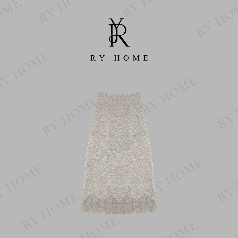 【容雨RYHOME】绵羊毛爱尔兰式古典蕾丝拼接加绒百搭半身裙243Q1260