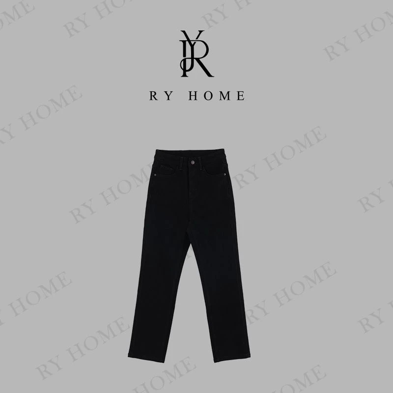 【容雨RYHOME】“小黑牛”秋冬新款黑色加绒显瘦高腰烟管裤243K2308