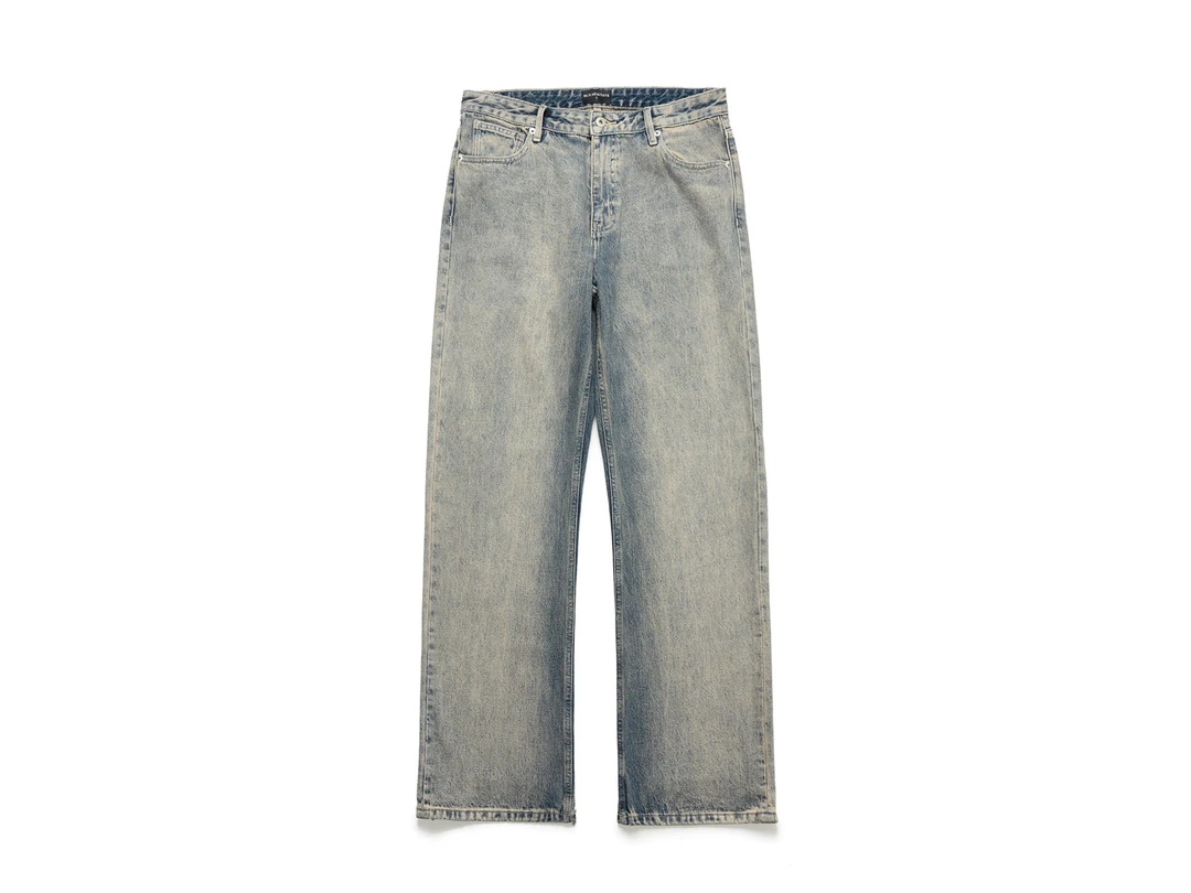 NLHHESITATENLH 阔腿牛仔裤水洗白蓝