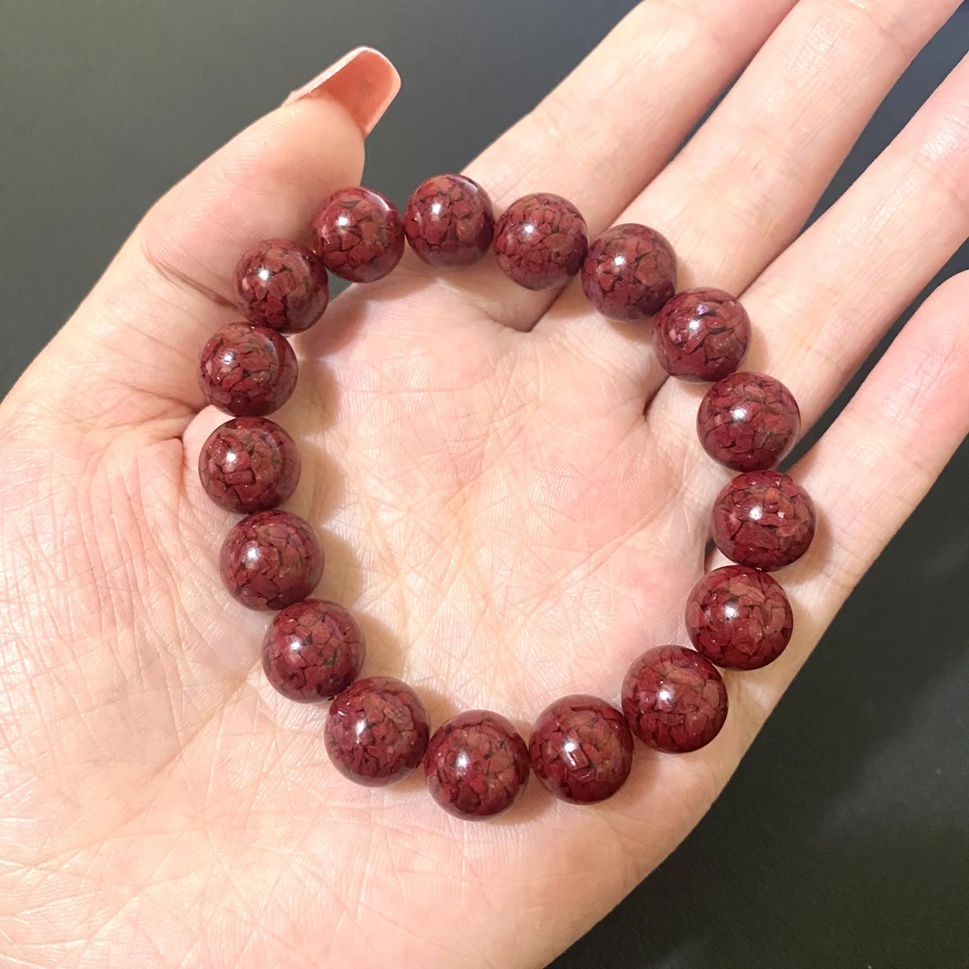 含辰砂工艺品【耀华珠宝】朱砂晶体手串卡12男女全透光手饰手链