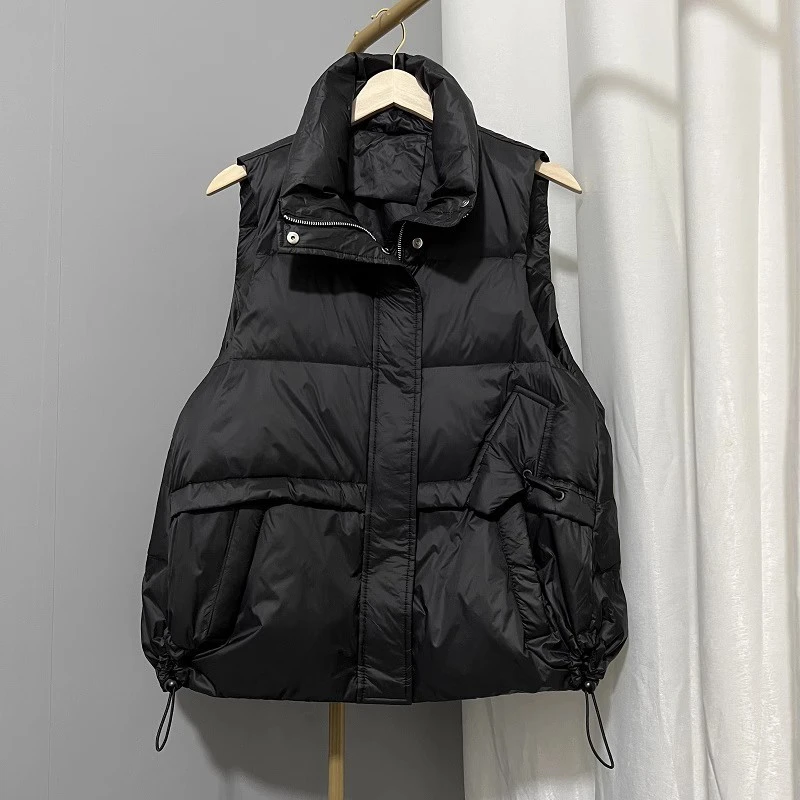 白鸭绒羽绒马甲女立领马夹内胆背心女坎肩无袖外套保暖