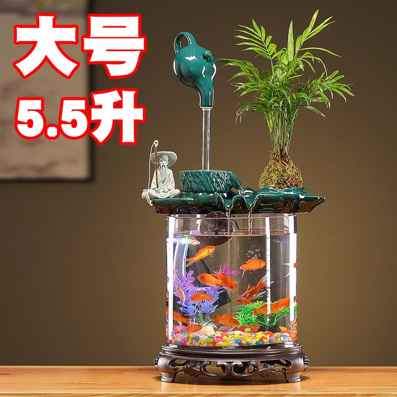 创意流水摆件循环水缸水泵客厅家里水车配件种花养鱼缸造景观装饰
