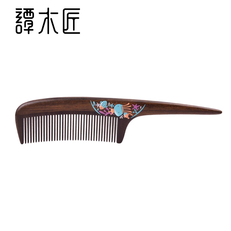 谭木匠礼盒装新品儿童梳海之谣天然长柄手工木梳子送宝宝家用梳头