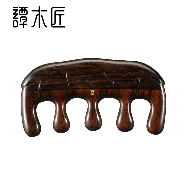 谭木匠礼盒按摩梳掌中梳荷风天然手工便携木梳子多功能五齿梳头