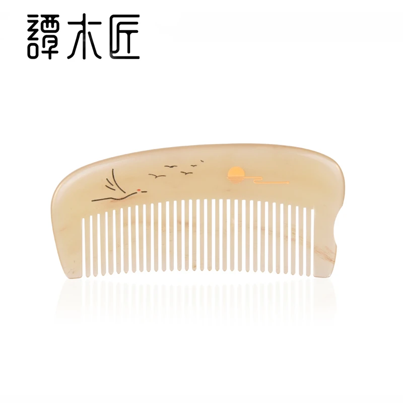 谭木匠官方正品升级款天然羊角梳仙羽按摩经络梳女士蓬松