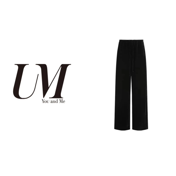 【U.M】丝绒直筒休闲裤纯色正品丝绒垂感宽松中高腰