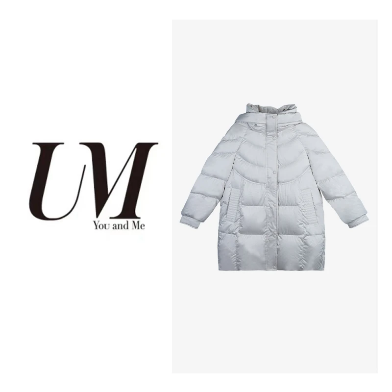 【U.M】宽松0压感连帽面包格鹅绒羽绒服