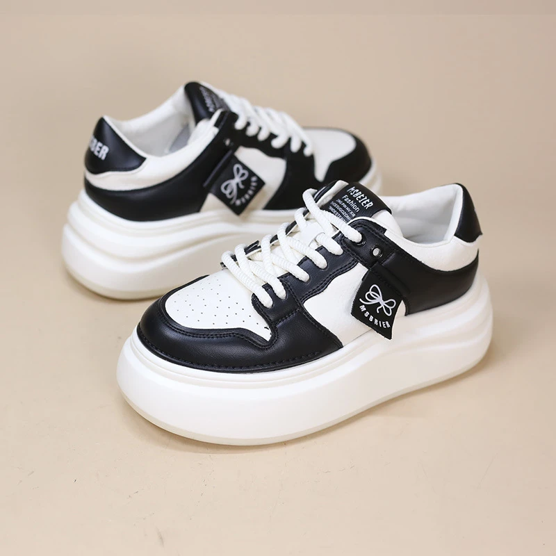 小个子7cm小白鞋松糕板鞋运动休闲鞋百搭松糕软底运动板鞋熊猫鞋