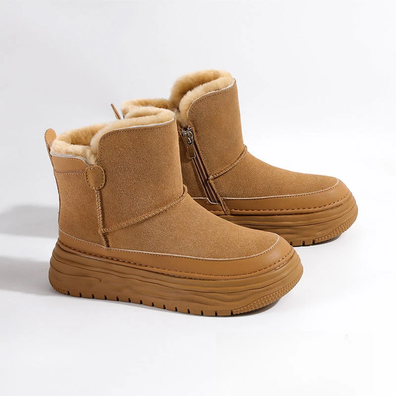 皮毛一体厚底雪地靴女2024新款冬季加绒加厚棉靴防滑东北雪地棉鞋