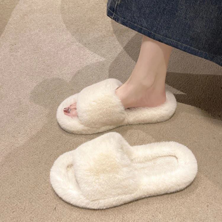 毛毛拖鞋女外穿2023新款韩版ins潮鞋秋冬厚底一字棉拖鞋子秋冬季