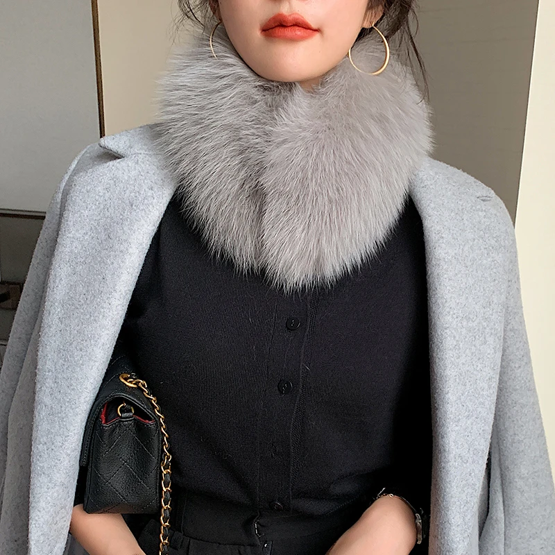 真毛狐狸毛围脖毛毛绒大衣领子皮草围脖保暖围巾女冬季磁扣假领子