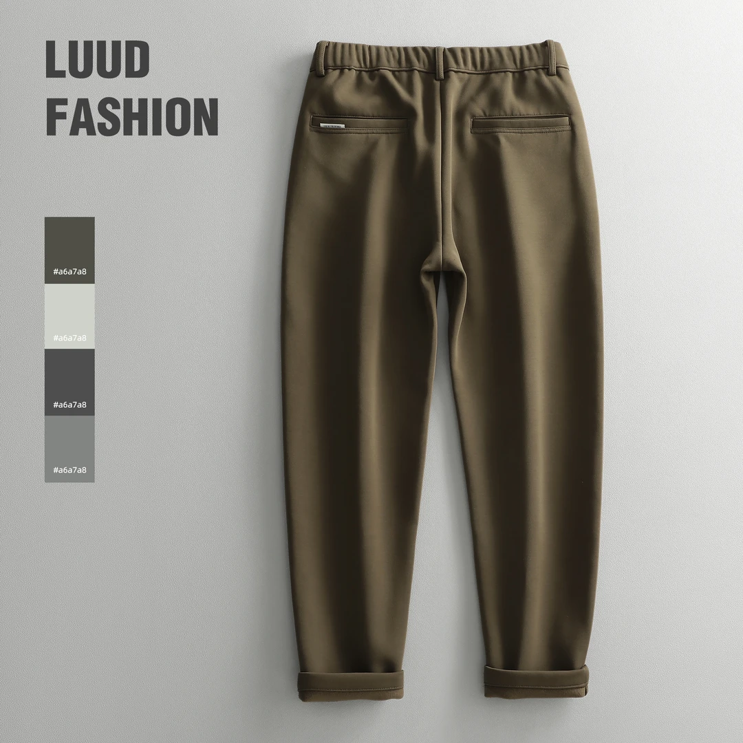 【断码五折】半松紧腰抽绳休闲裤内里磨毛保暖小脚长裤立体垂感裤子