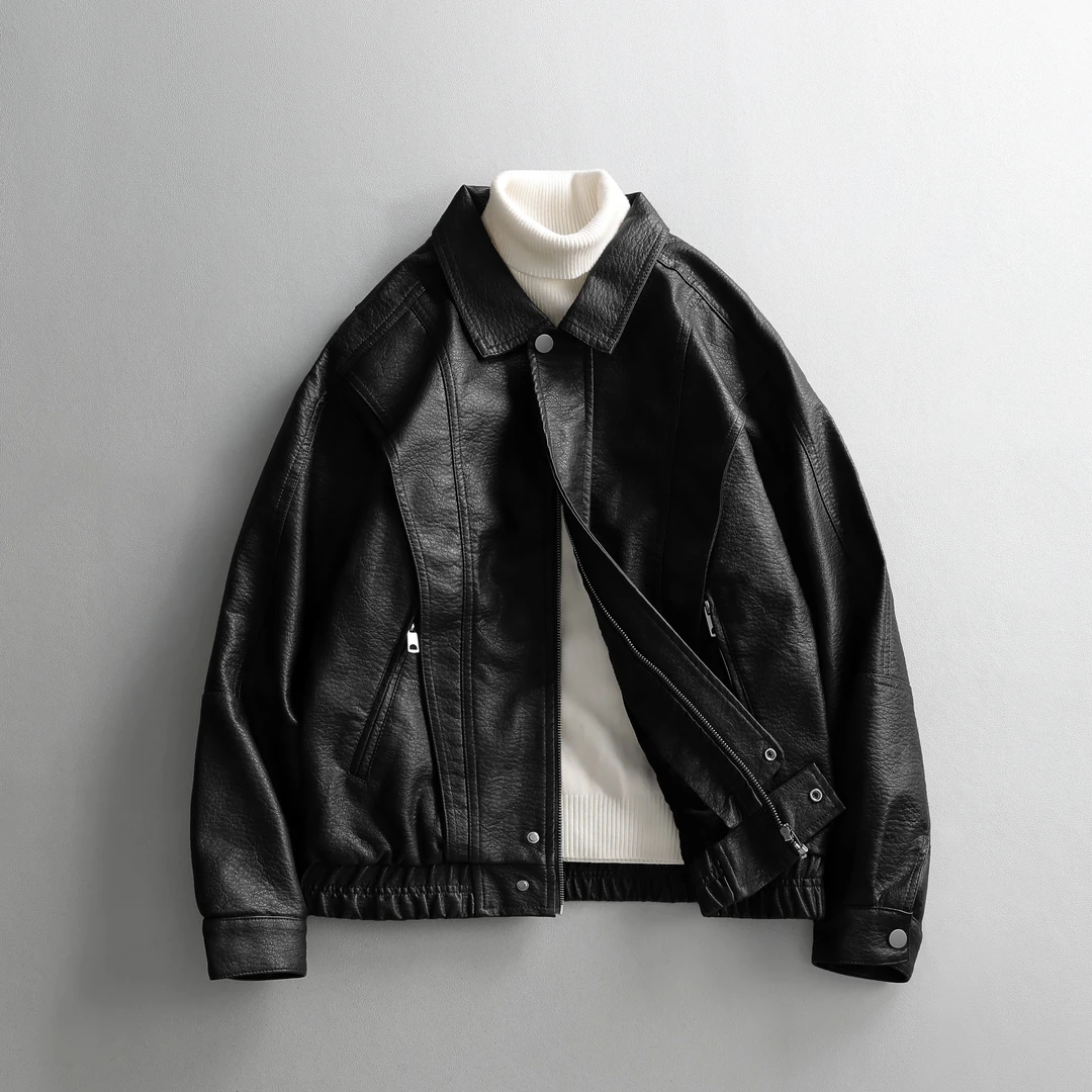 【断码五折】肌理感皮衣外套男百搭加绒美式高街vibe短款机车服夹克