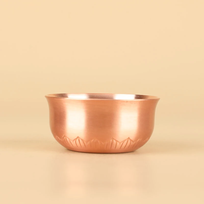 紫铜莲花錾刻纯手工紫铜茶杯家用