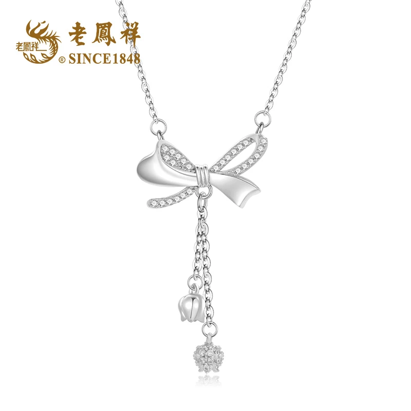 坠链均925银 花漾蝴蝶结项链气质轻奢小众送女友送闺蜜LY