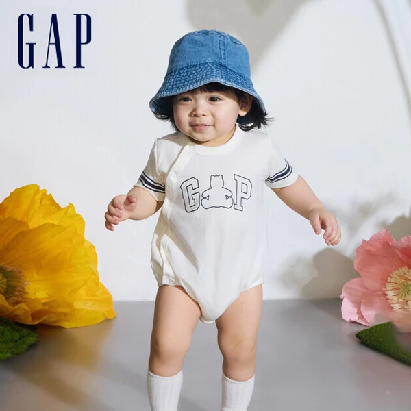 Gap婴儿2024夏季新款纯棉亲肤短袖连体衣商场同款890357/890360