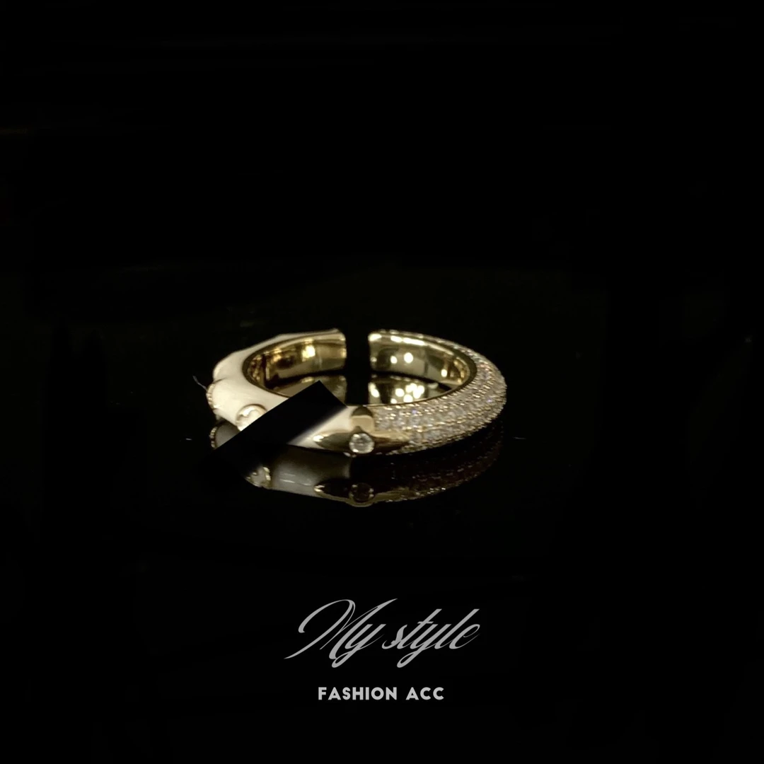 铜合金合成锆石戒指 【雕花戒指】百搭时尚轻奢开口戒指