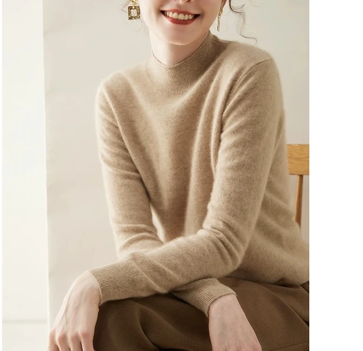 内蒙古 100% 生态山羊绒女士半高领诠释高端羊绒