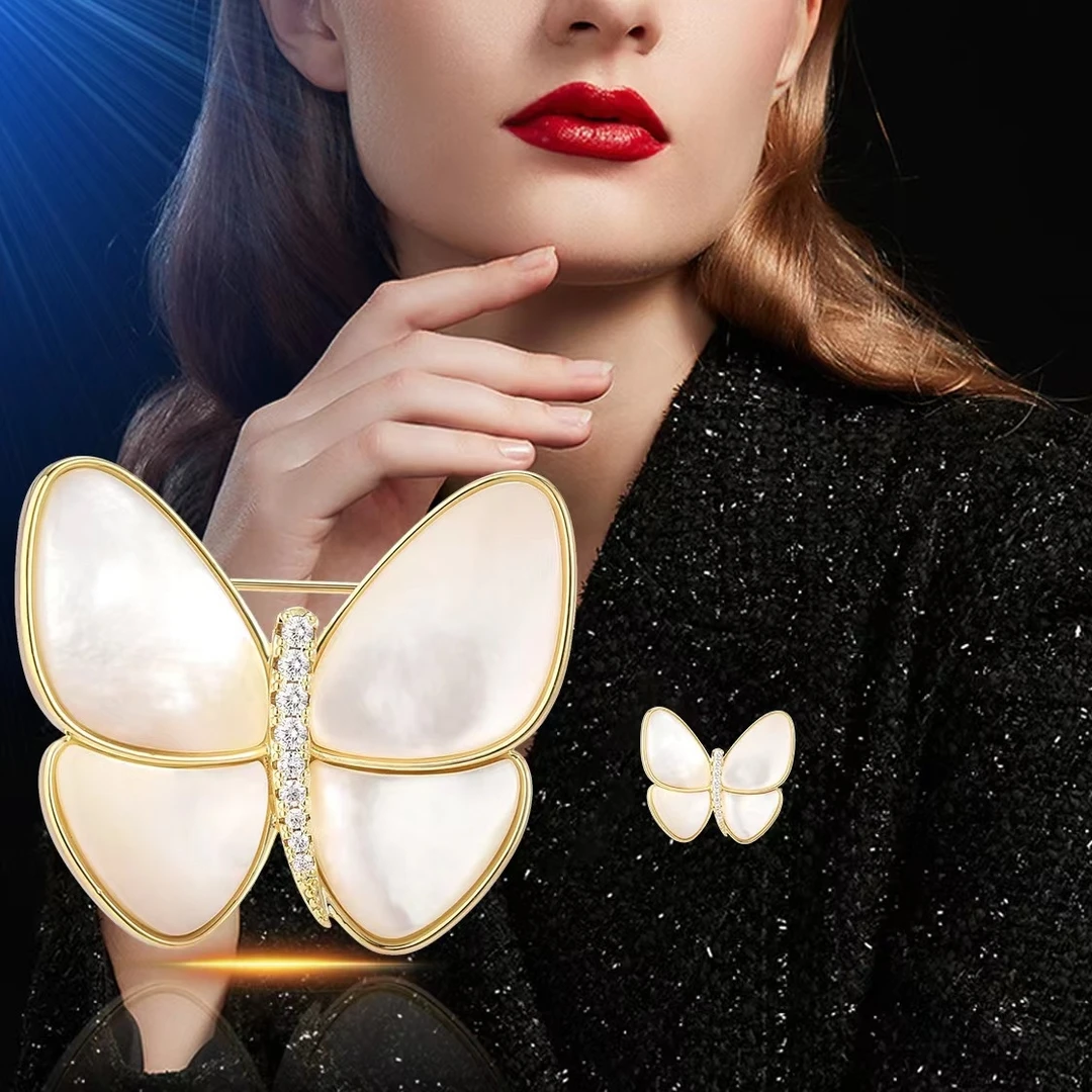 铜合金合成锆石胸针 169气质优雅贝贝蝴蝶胸针