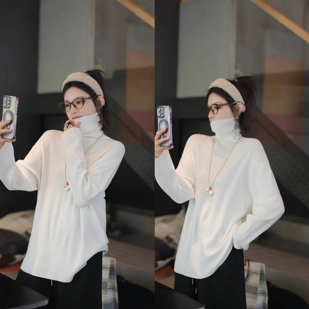 【思墨严选】24092冬季新款极简百搭高弹休闲百搭高领毛衣