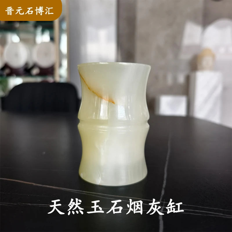 天然玉石笔筒毛笔笔筒摆件复古装饰礼品办公室桌面高档装饰品摆件