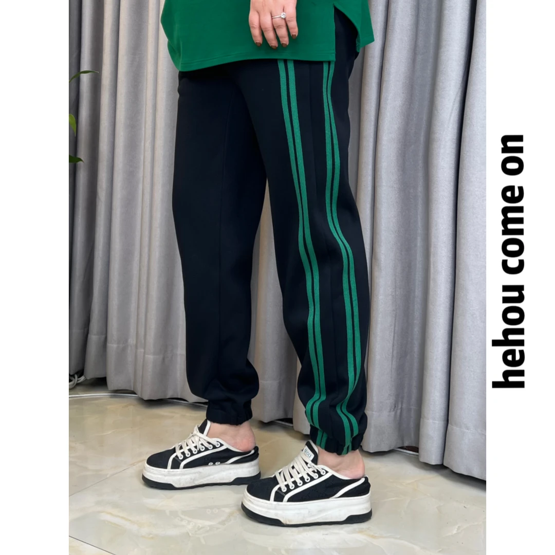 91506 和后品牌 冬季条纹宽松加绒加厚百搭休闲高级感潮流休闲裤