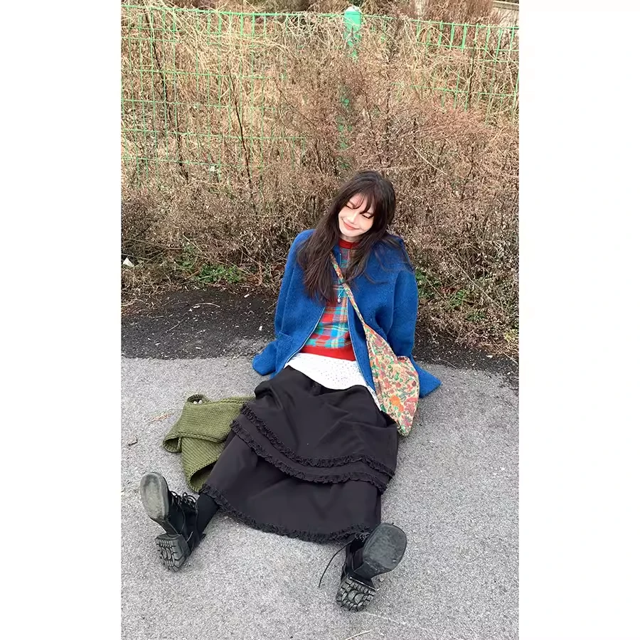 HelloooEat 复古双层花边半身裙EM0716